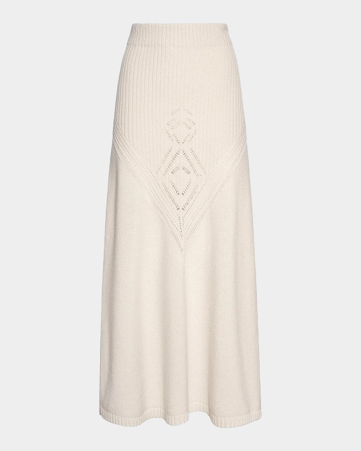 Malo Cashmere Pointelle-Knit Maxi Skirt