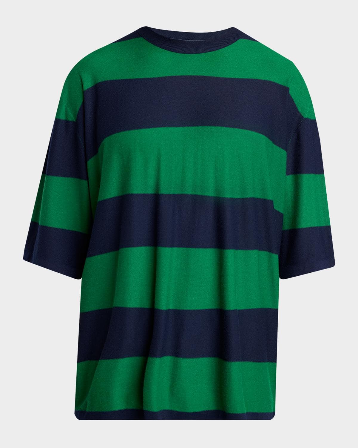 Bottega Veneta Men's Cashmere Wide-Stripe Oversized Crewneck T-Shirt