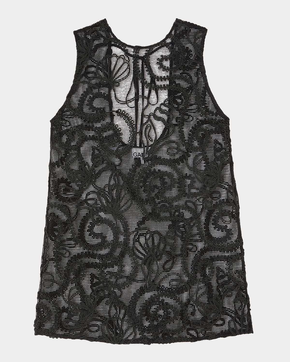 Ganni Embroidered Sheer Net Top