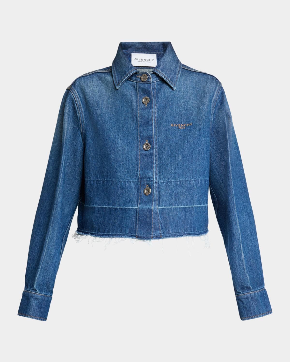 Givenchy Cropped Raw-Edge Cotton Denim Jacket