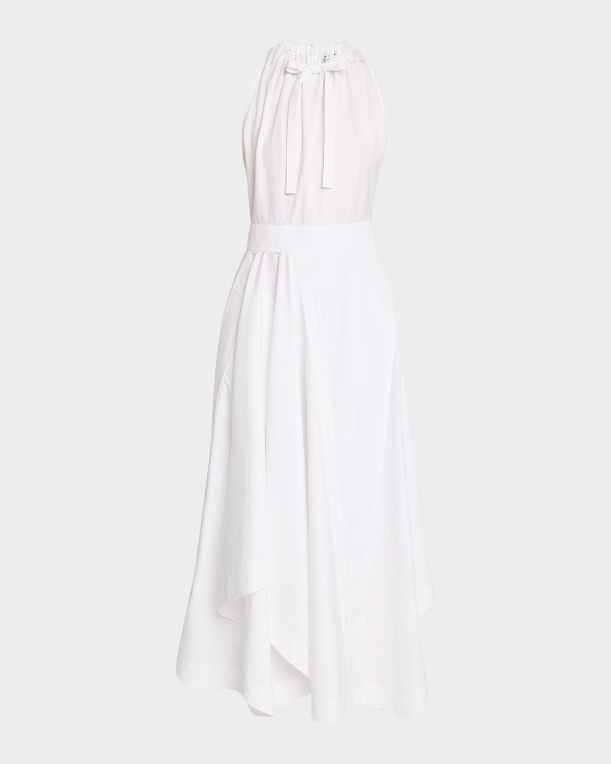 Givenchy Sleeveless Gathered Asymmetric Cotton Midi Dress