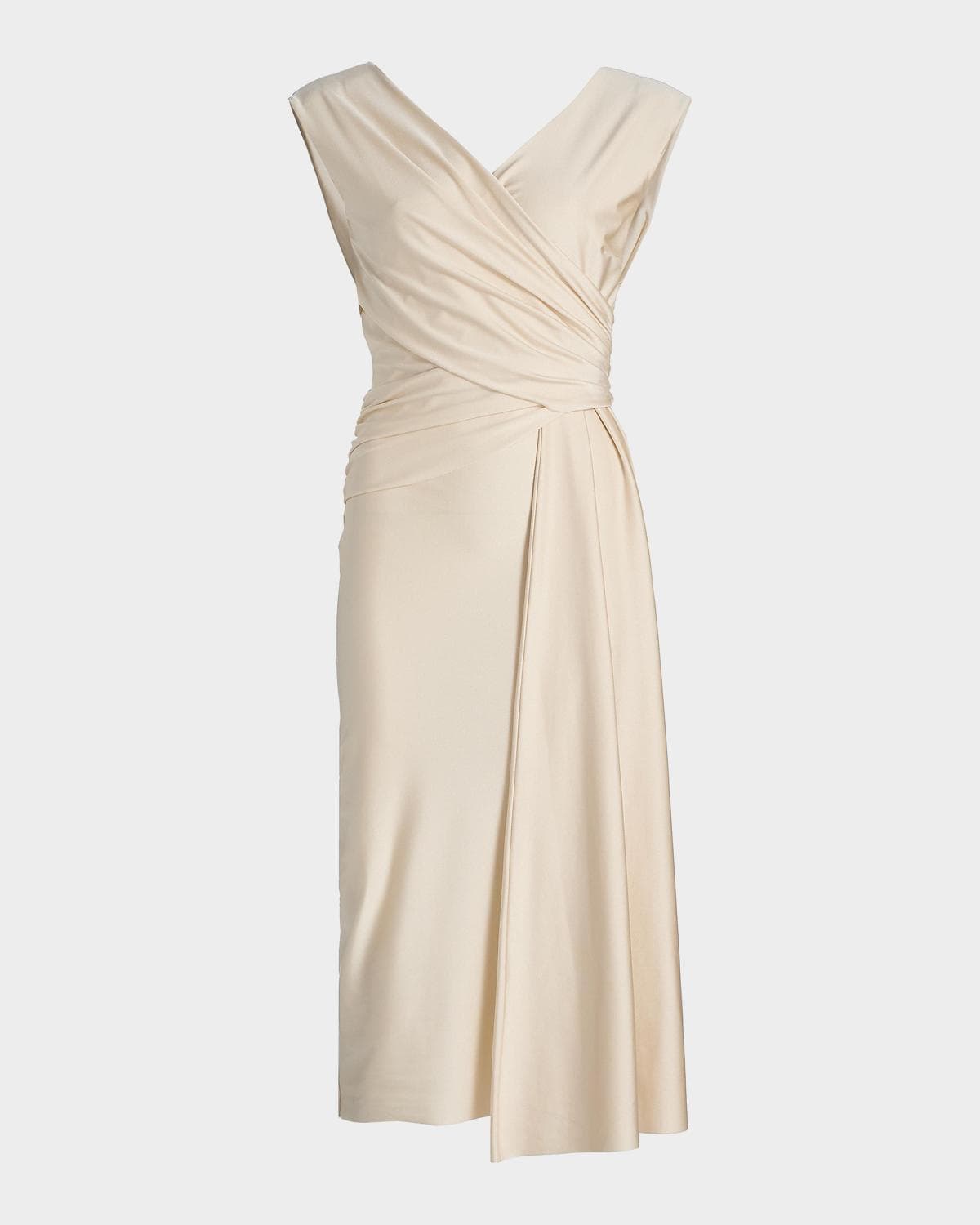 Chiara Boni La Petite Robe Rahim Draped Wrap-Front Midi Sheath Dress