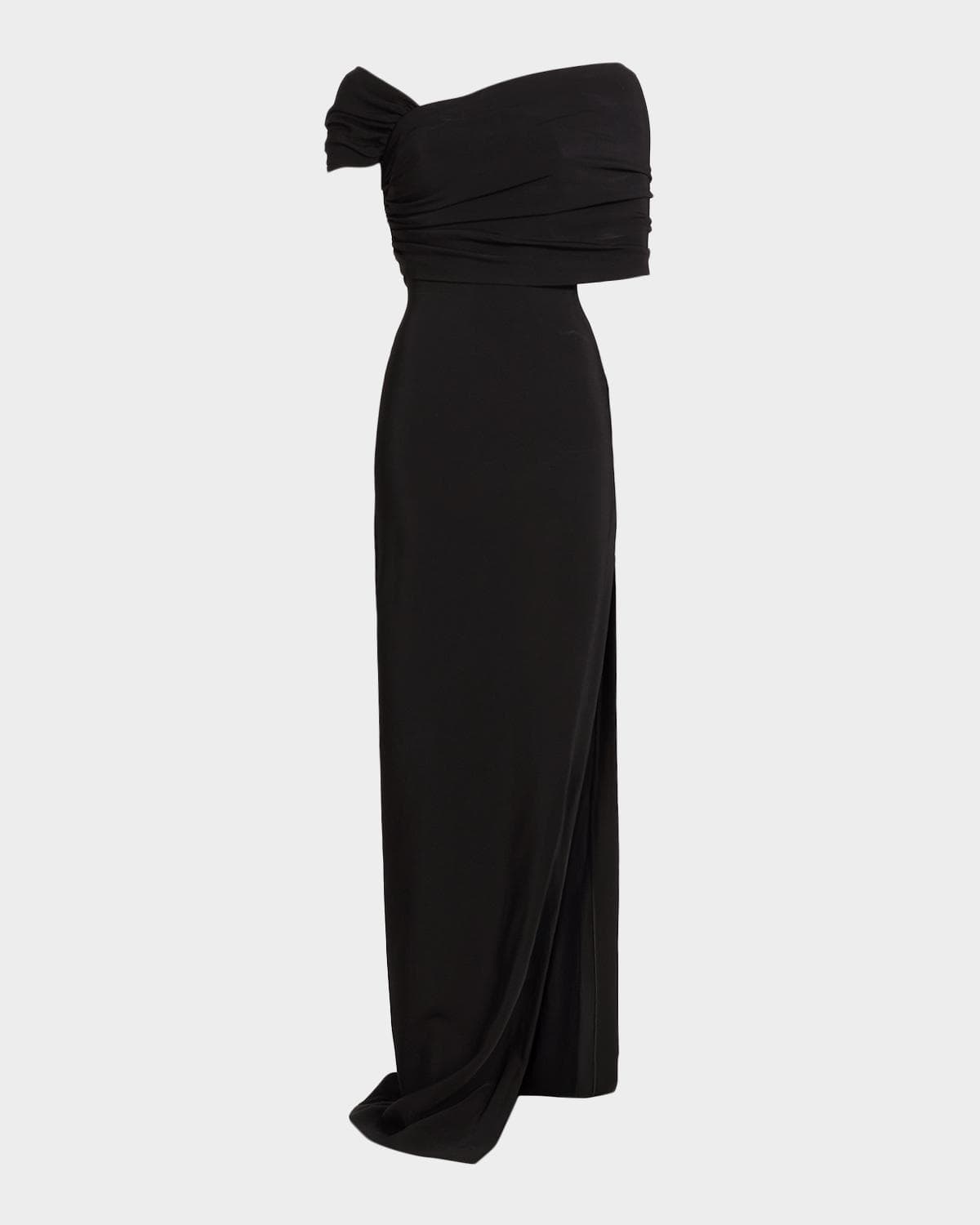 Oscar de la Renta Asymmetric Draped Off-The-Shoulder Column Gown