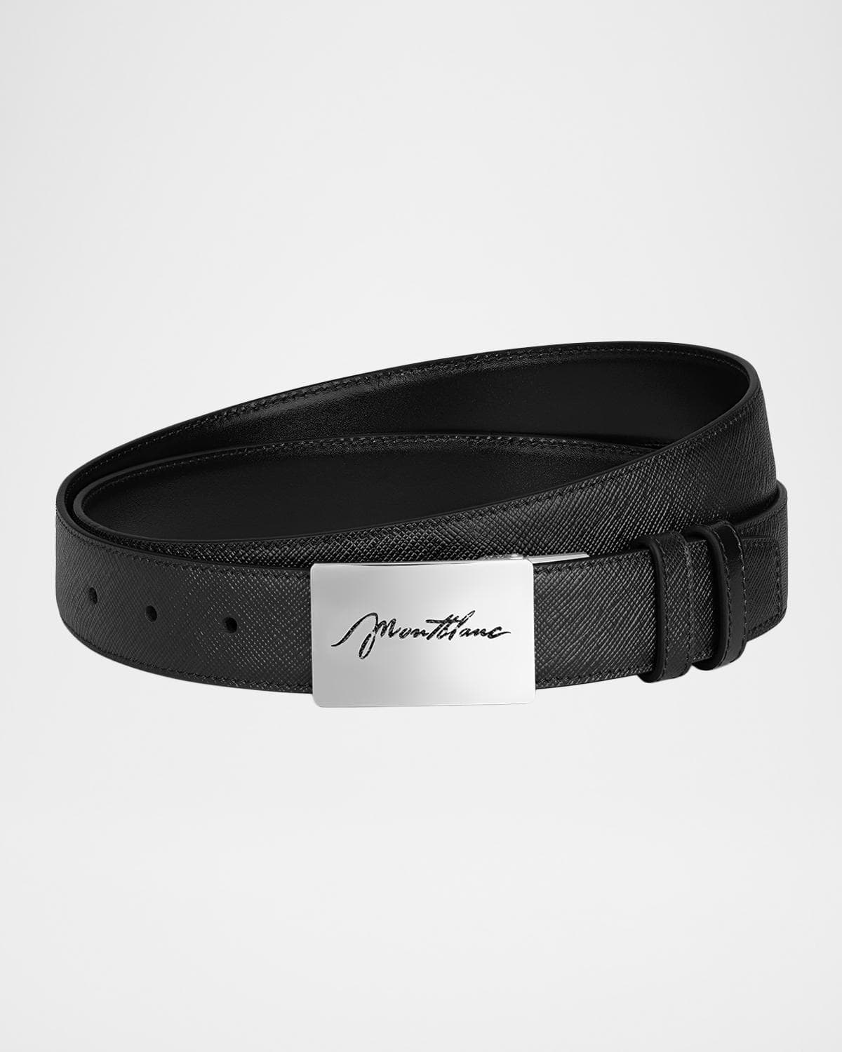 Montblanc Men's Cursive Plate-Buckle Reversible Leather Belt