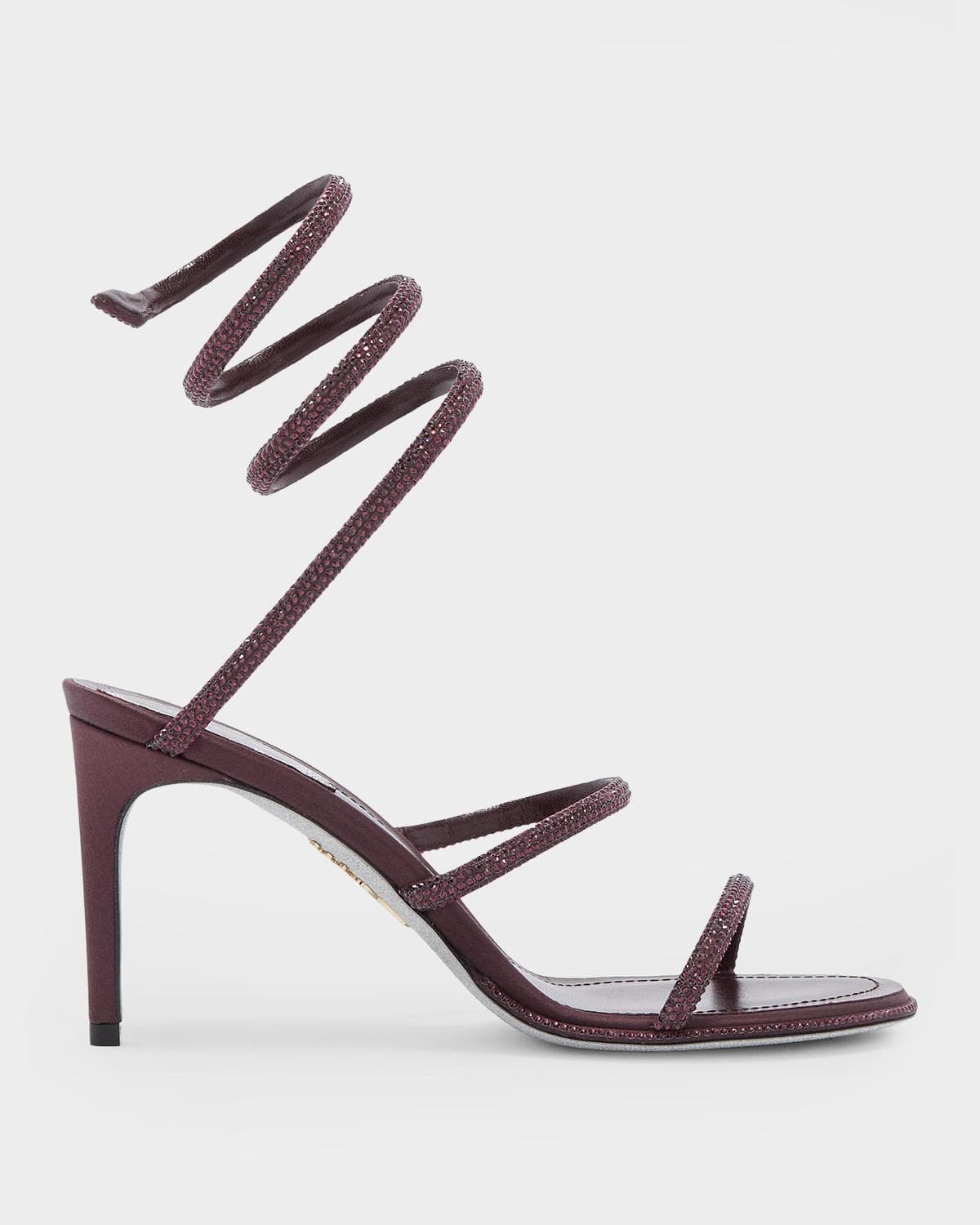 Rene Caovilla 105mm Cleo Embellished Satin Snake-Wrap Sandals