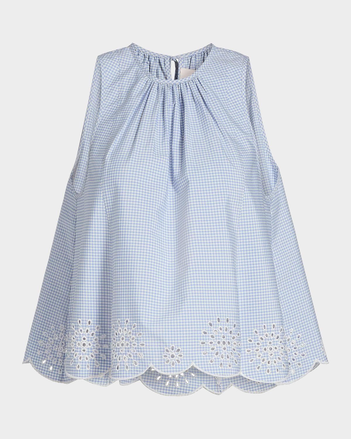 Cinq à Sept Jessa Gingham Eyelet Cotton-Blend Top