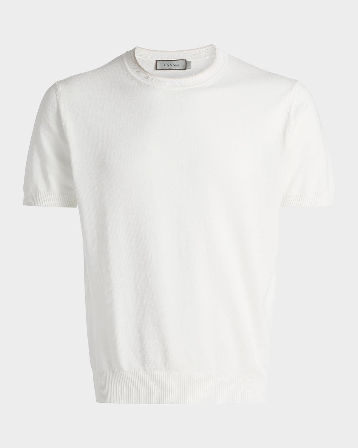 Canali Men's Cotton Knit Crewneck Short-Sleeve Sweater