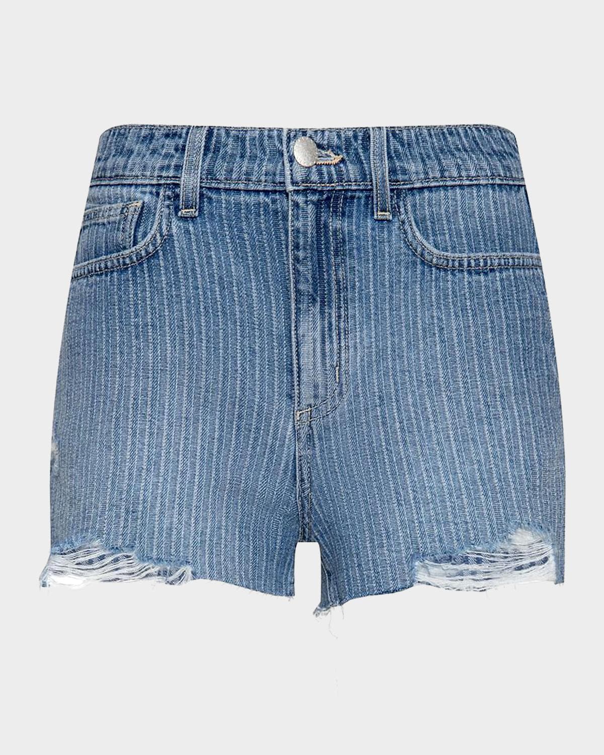 L 'AGENCE Clark Raw Denim Shorts
