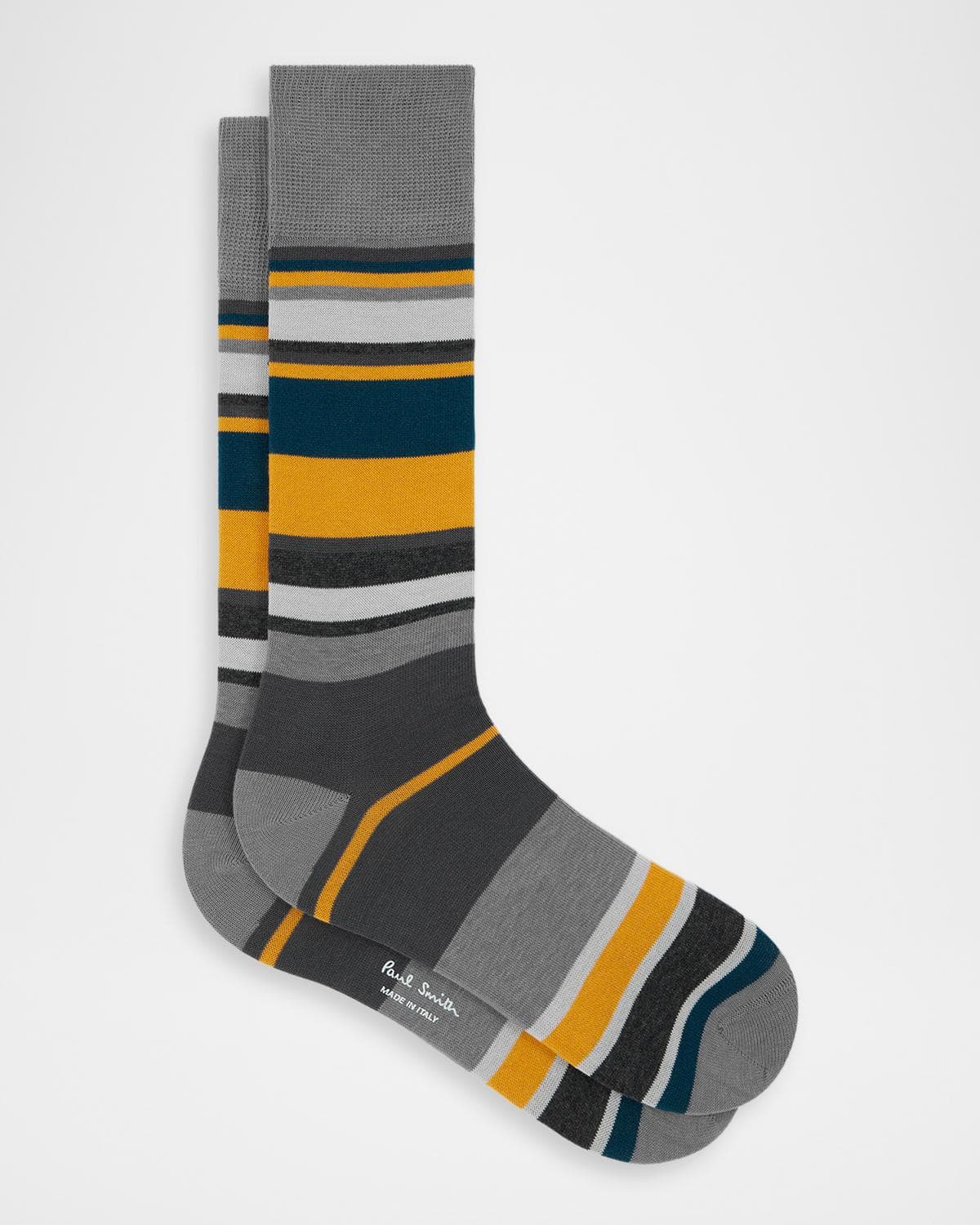 Paul Smith Men's Ozzy Multi-Stripe Crew Socks