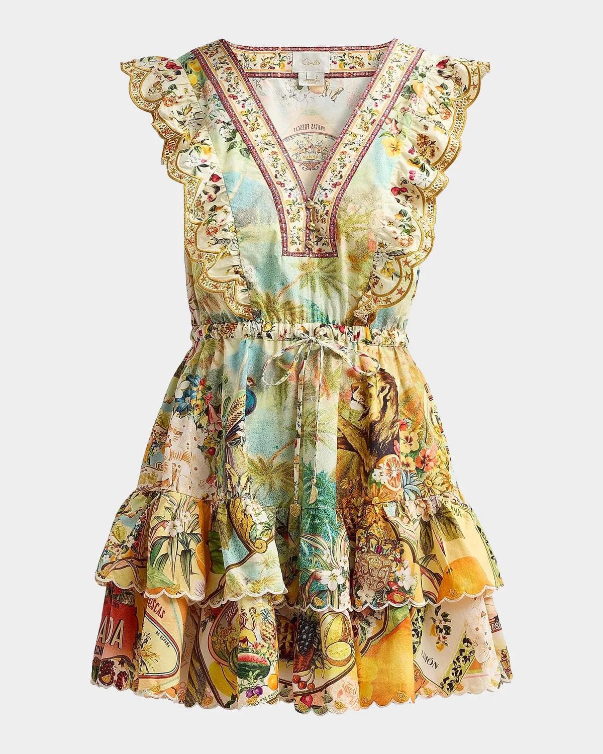 Camilla Printed Cotton Tiered Mini Dress
