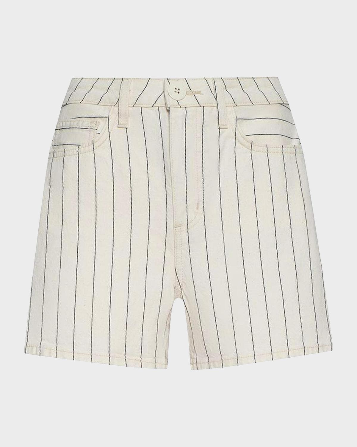 L 'AGENCE Lissania Pinstriped Ultra High-Rise Denim Shorts