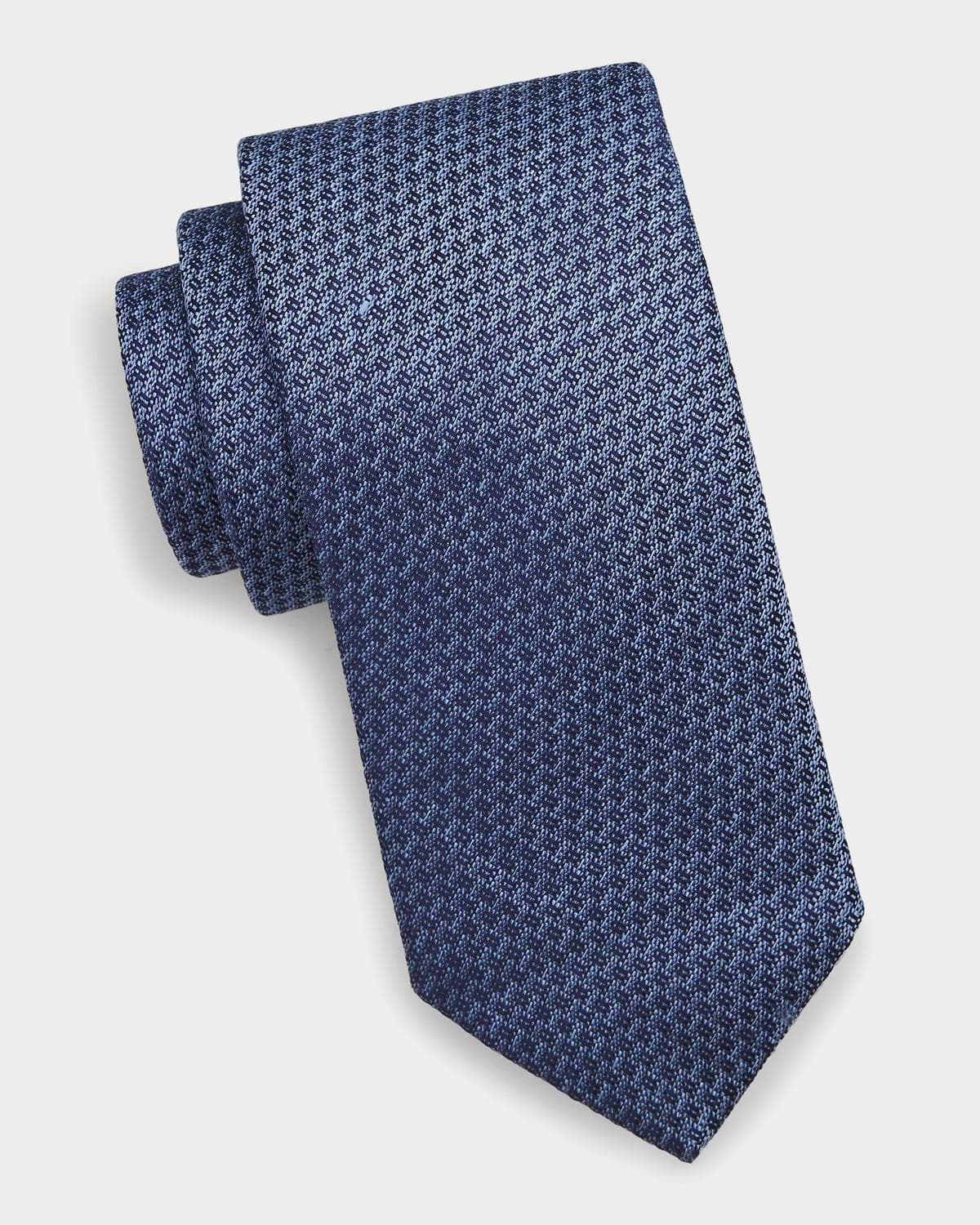 Canali Geometric Woven Silk Tie
