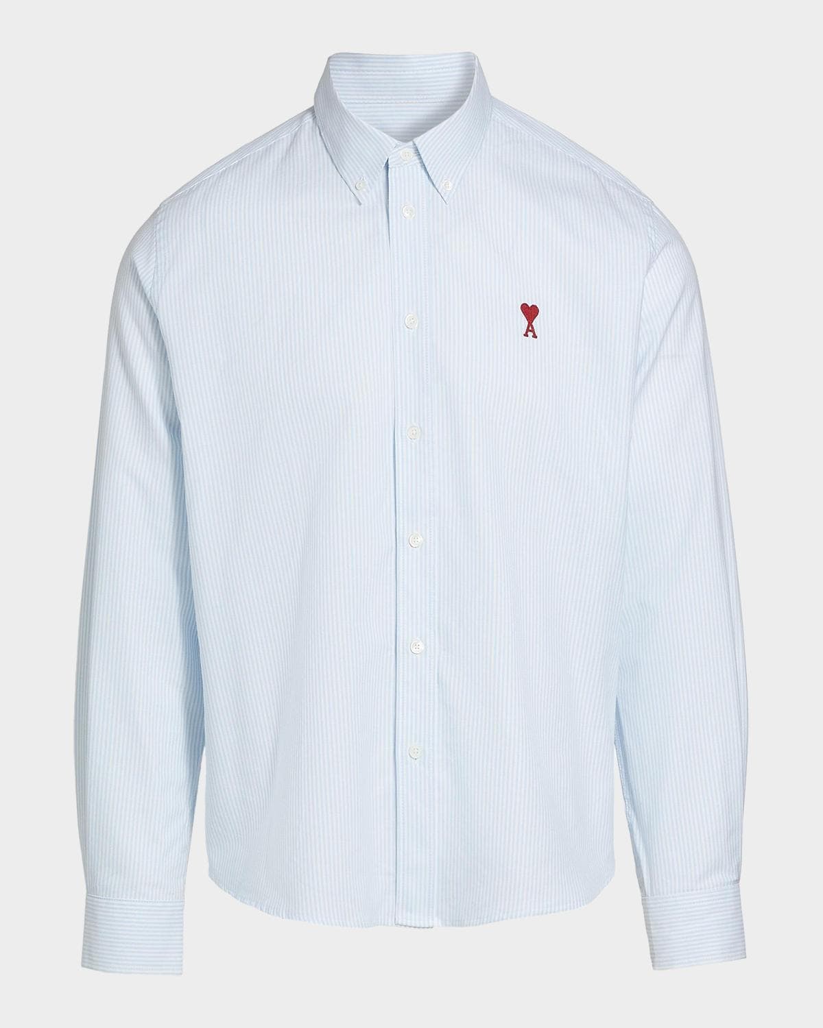 Ami Paris Men's Classic Striped Wool Oxford Shirt