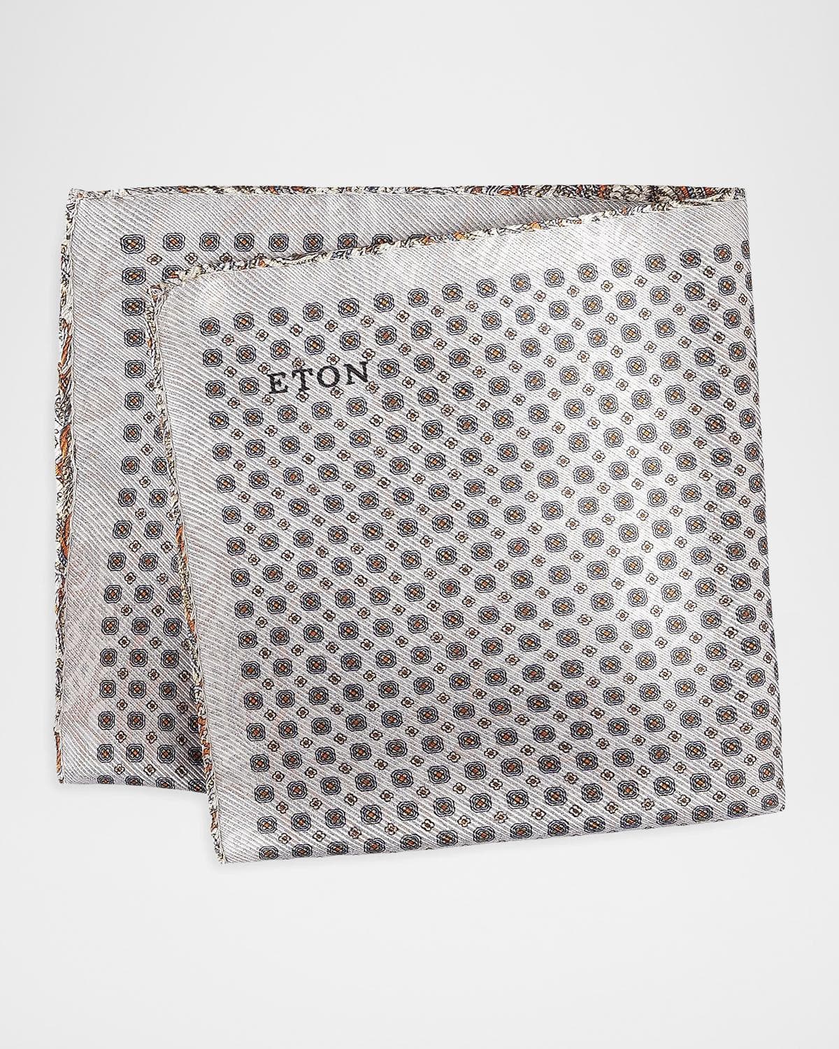 Eton Men's Double-Face Printed Silk Pocket Square