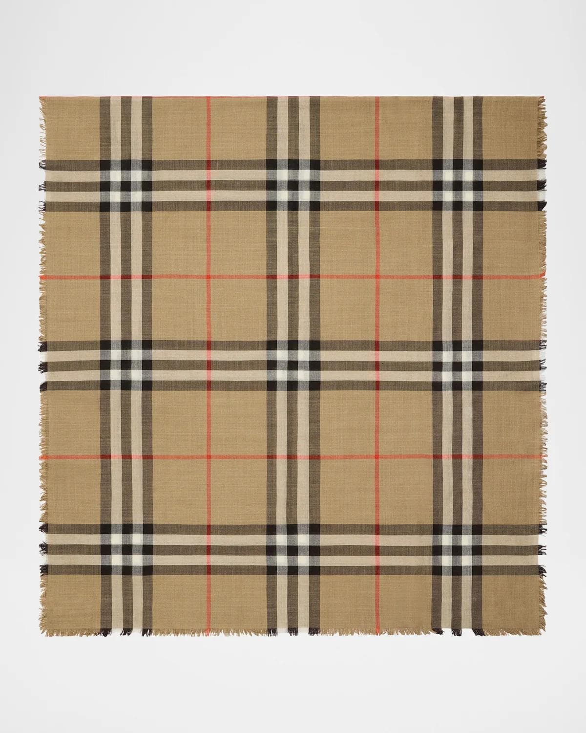 Burberry Reversible Check Wool-Silk Scarf