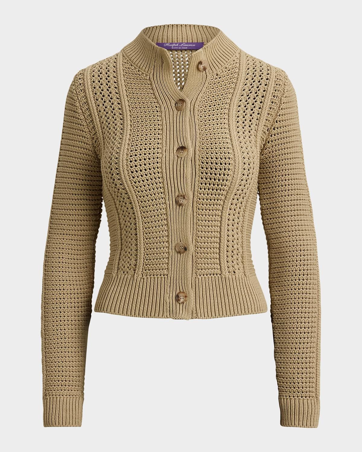 Ralph Lauren Collection Cotton-Blend Mockneck Cardigan
