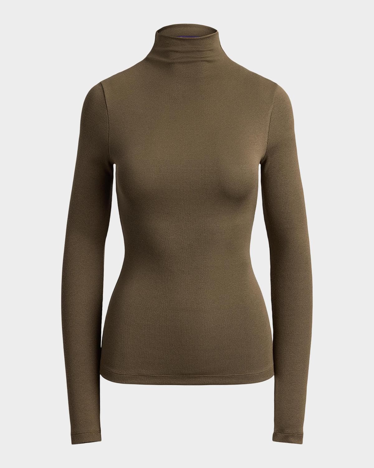 Ralph Lauren Collection Catia Rib-Knit Stretch Silk Mockneck Top