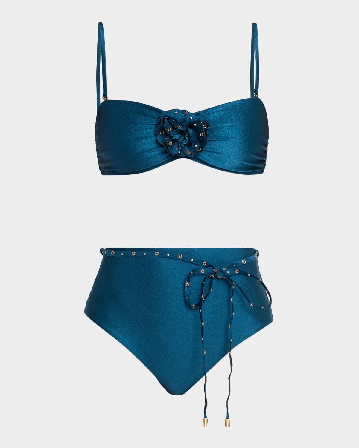 Zimmermann Indra Studded Flower Two-Piece Swimsuit