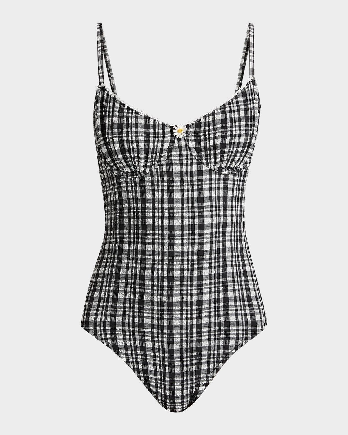 Solid and Striped The Taylor Plaid Seersucker One-Piece Swimsuit