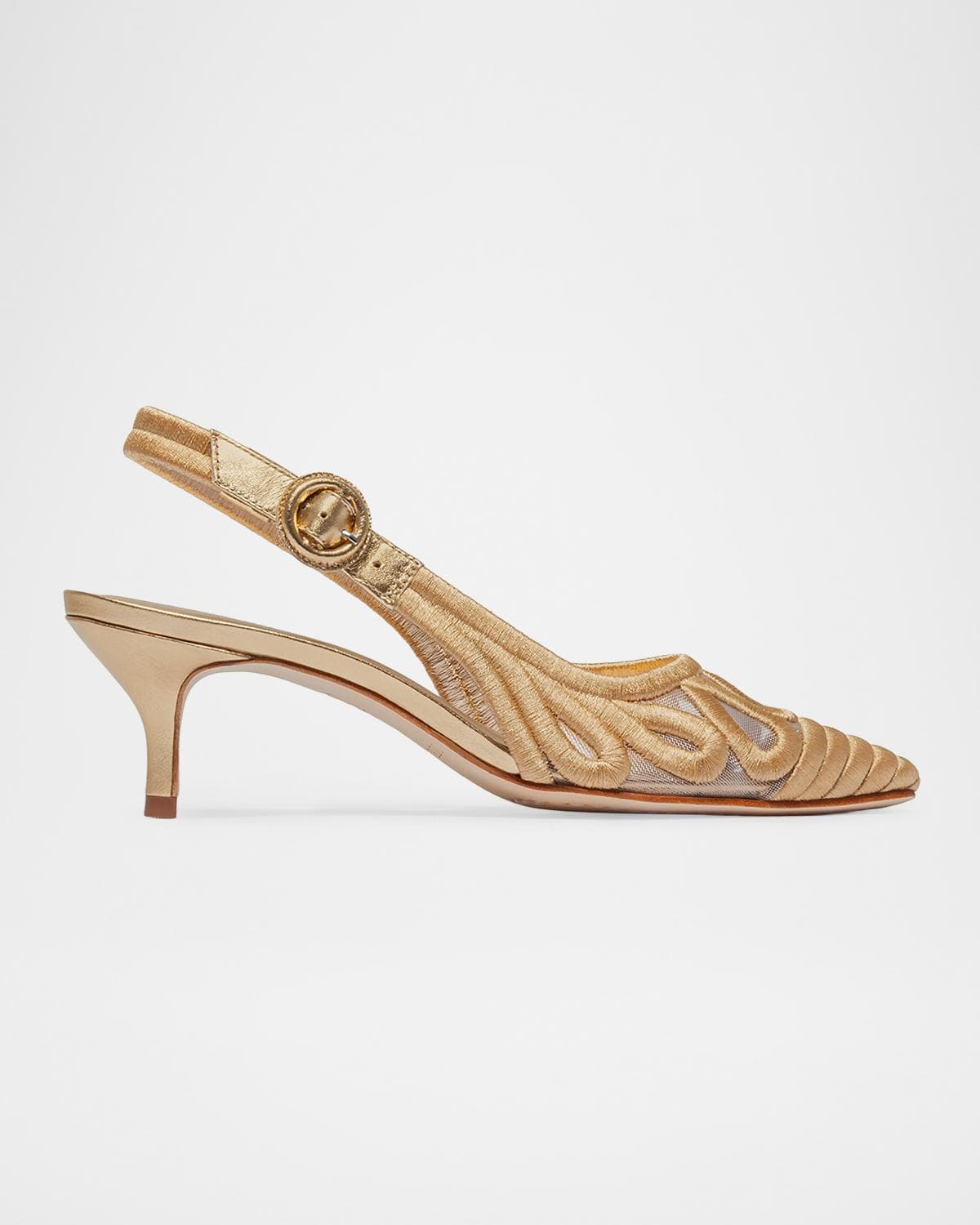 Bernardo Madinah Embroidered Mesh Slingback Pumps