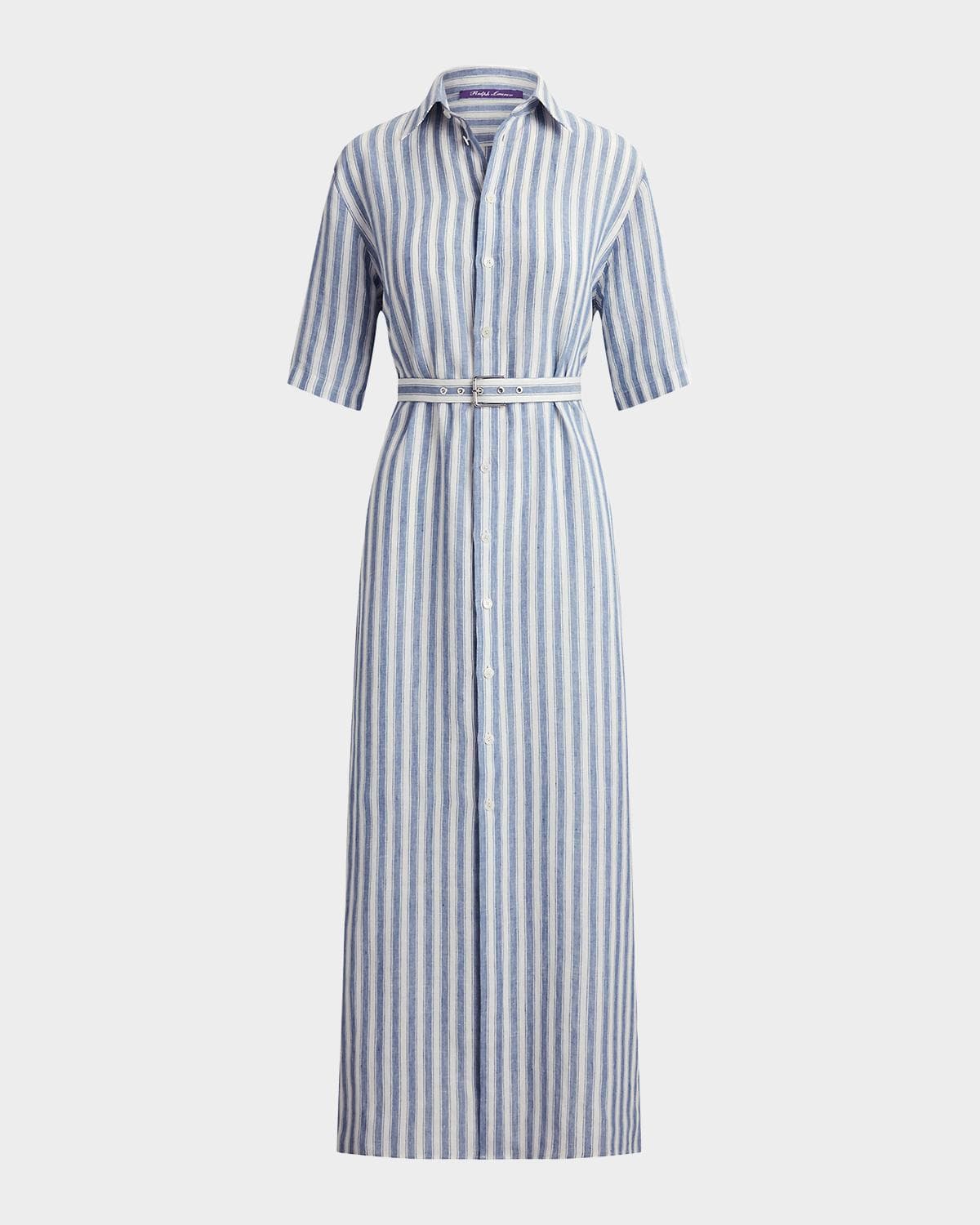Ralph Lauren Collection Carol Striped Linen Day Dress