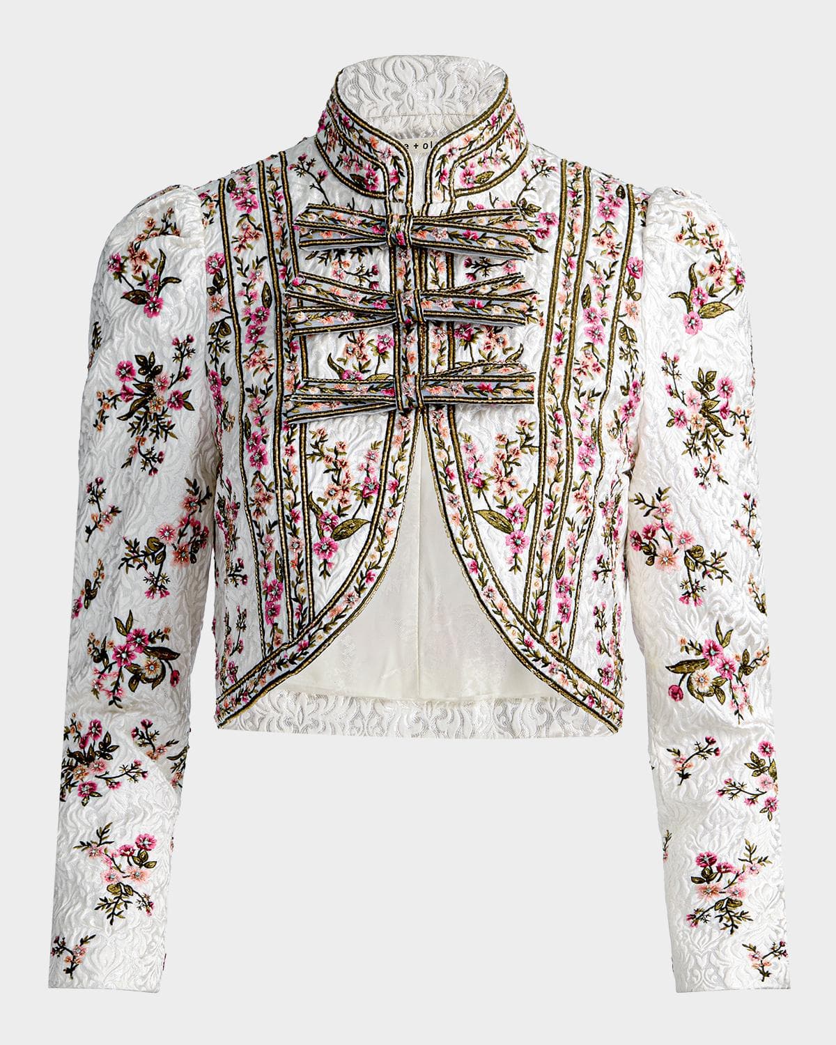 ALICE + OLIVIA Ilaria Embroidered Cropped Jacket