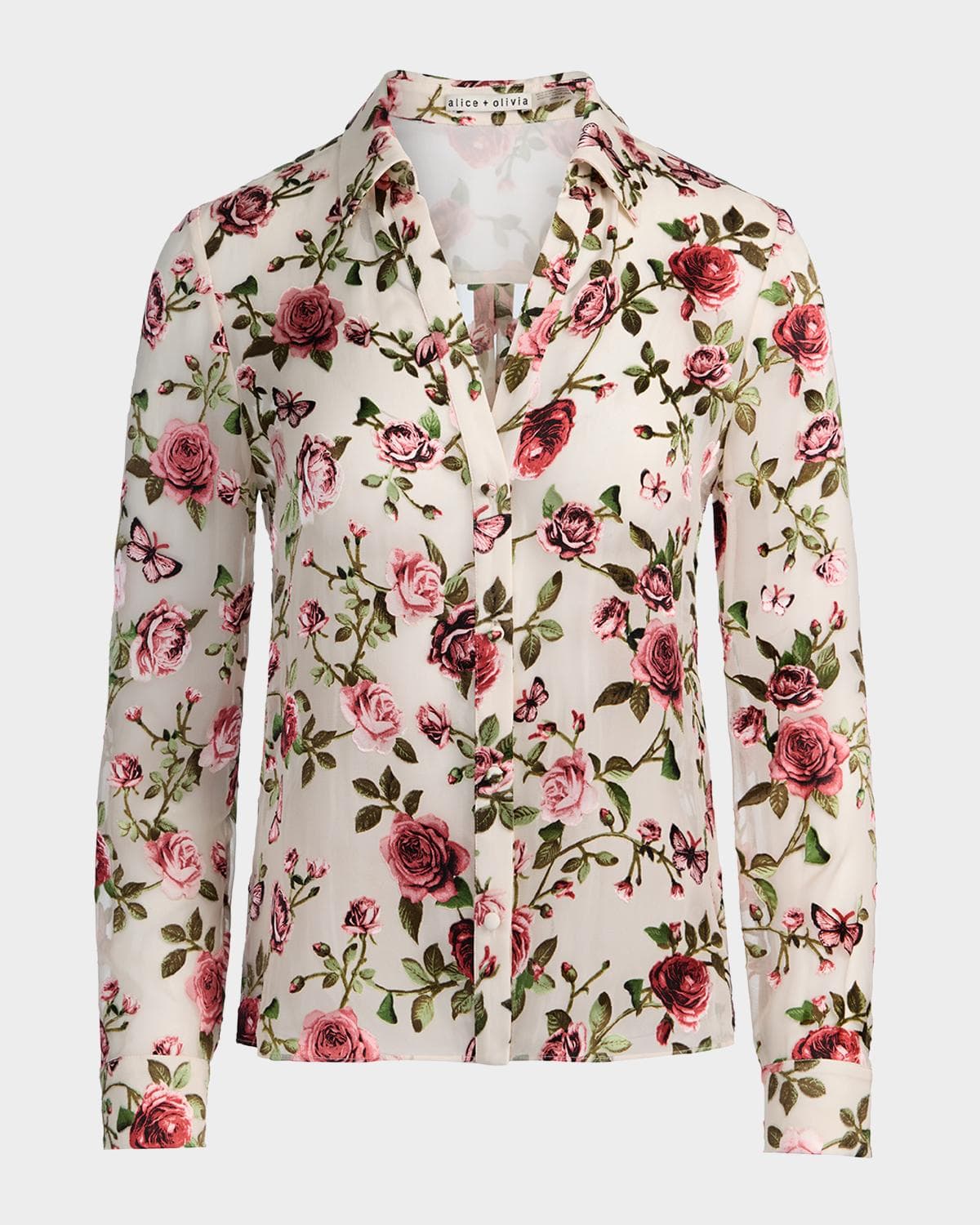ALICE + OLIVIA Eloise Button-Front Blouse