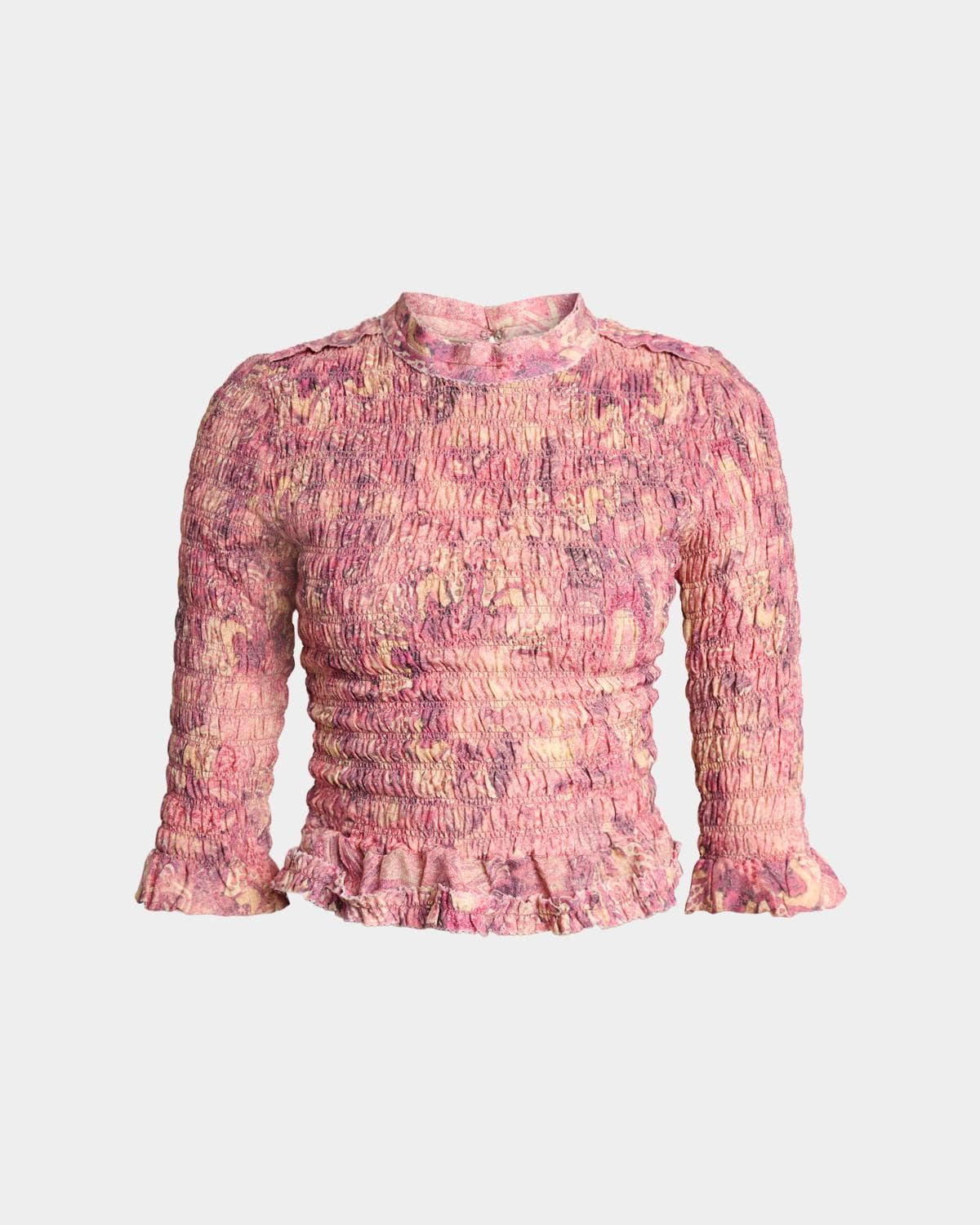 Isabel Marant Carola Smocked Silk Charmeuse Crop Top