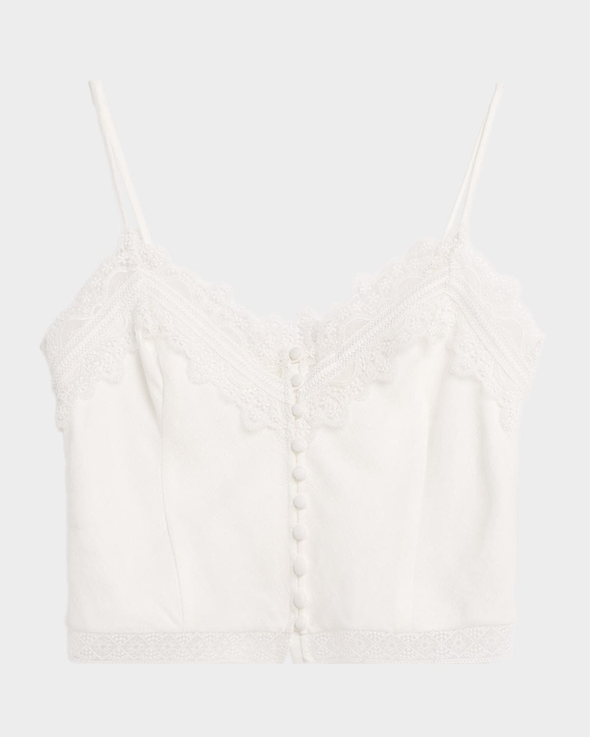 Ramy Brook Ayda Lace-Trim Linen Tank Top