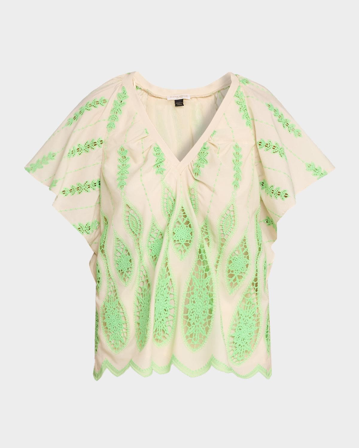 Ramy Brook Bettie Embroidered Short-Sleeve Top