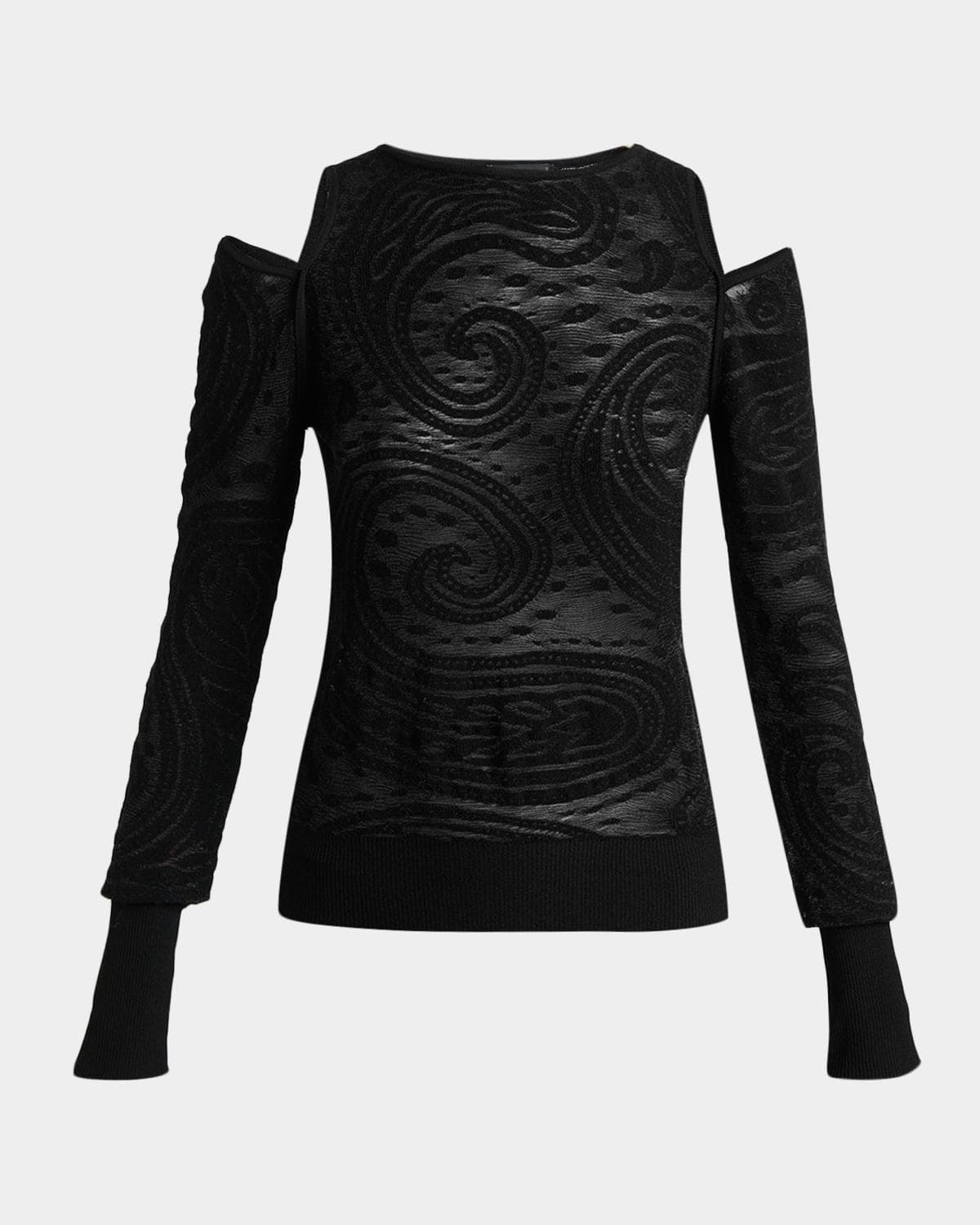 Etro Paisley Knit Cold-Shoulder Crewneck Sweater