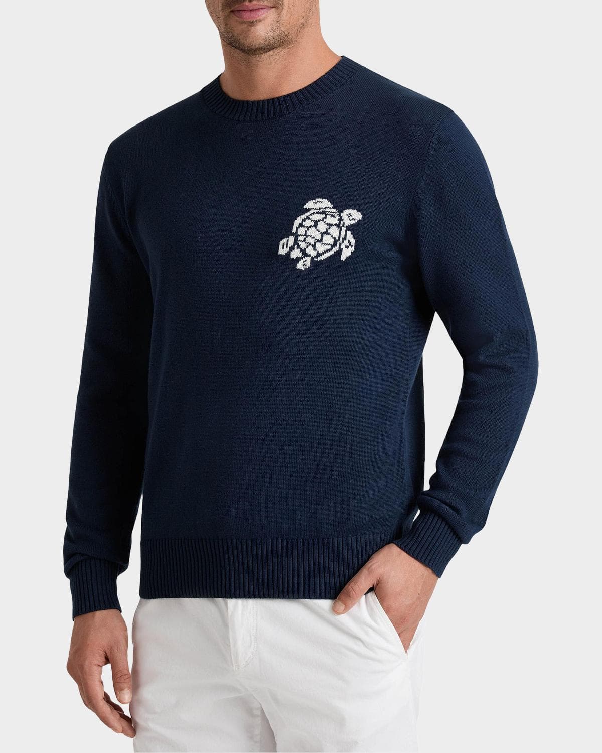 Vilebrequin Men's Turtle Cotton-Cashmere Crewneck Sweater