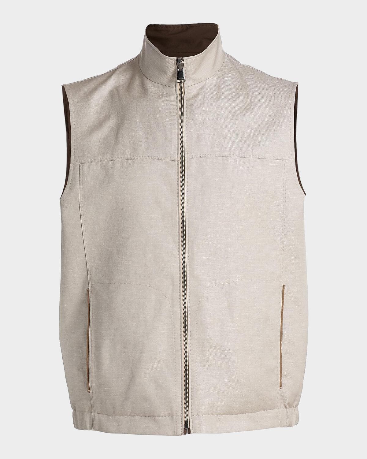 Canali Men's Wool and Linen Jersey Full-Zip Vest