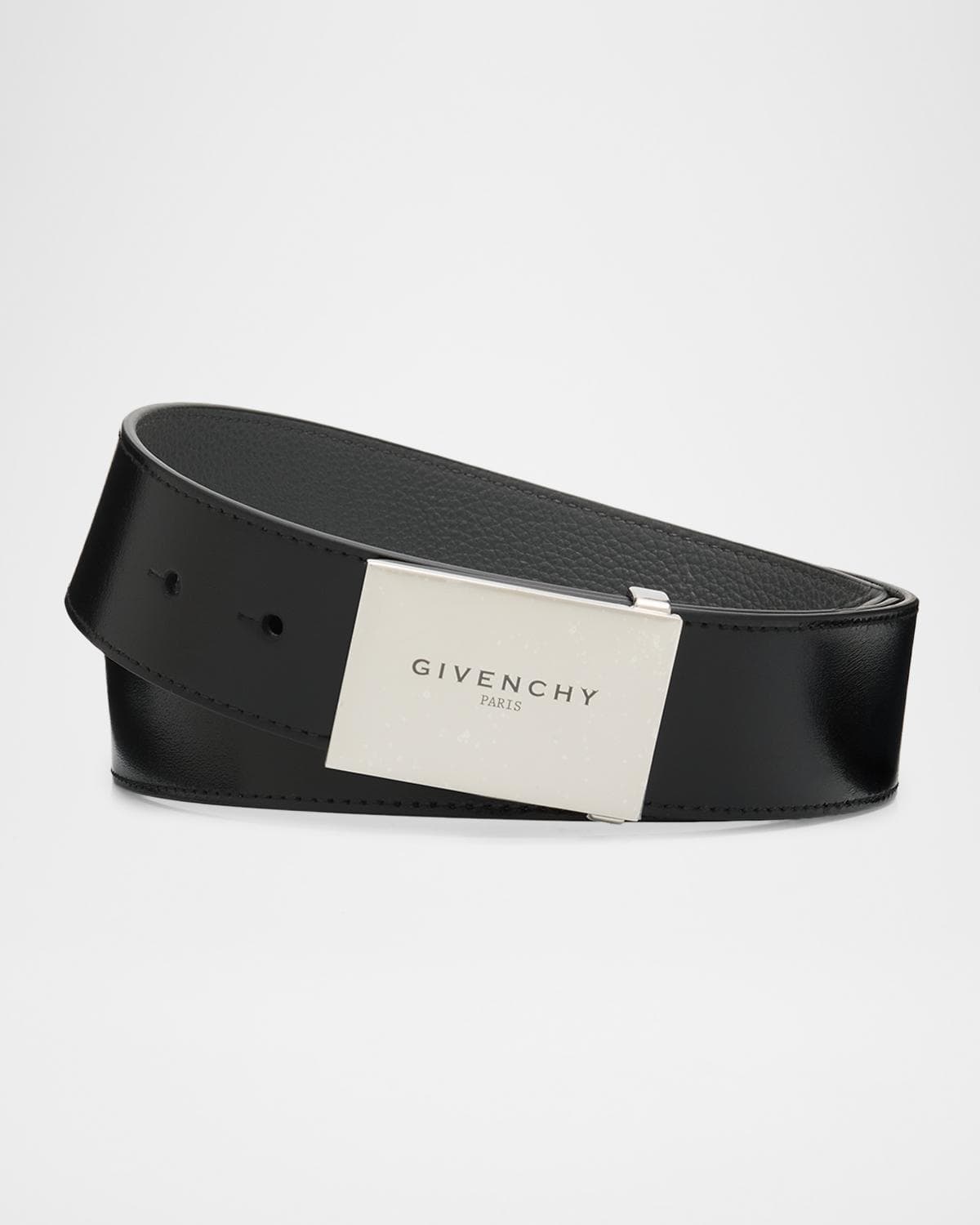 Givenchy Men's Metal Plaque-Buckle Leather Belt