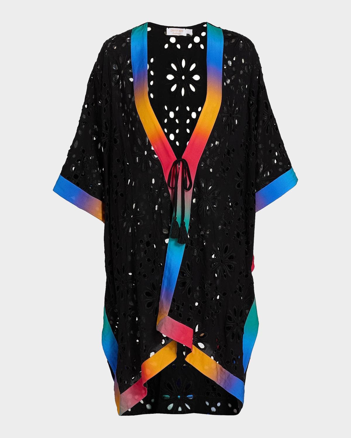 Johnny Was Campsis Eyelet Short Mini Kimono Dress
