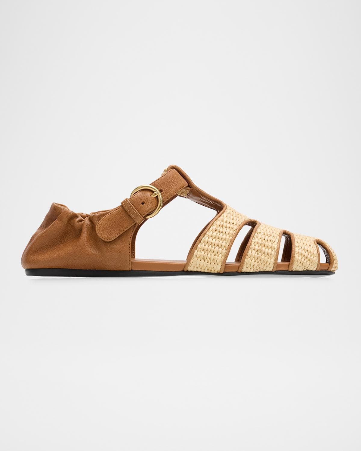 Miu Miu Raffia and Leather Fisherman Sandals