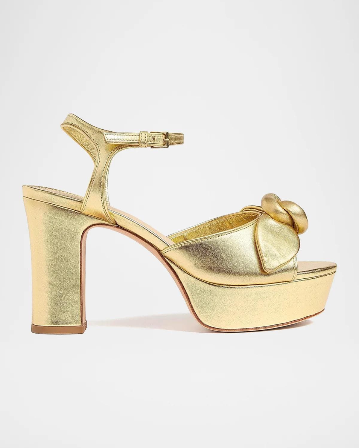 Cinq à Sept 95mm Arianna Metallic Leather Platform Sandals
