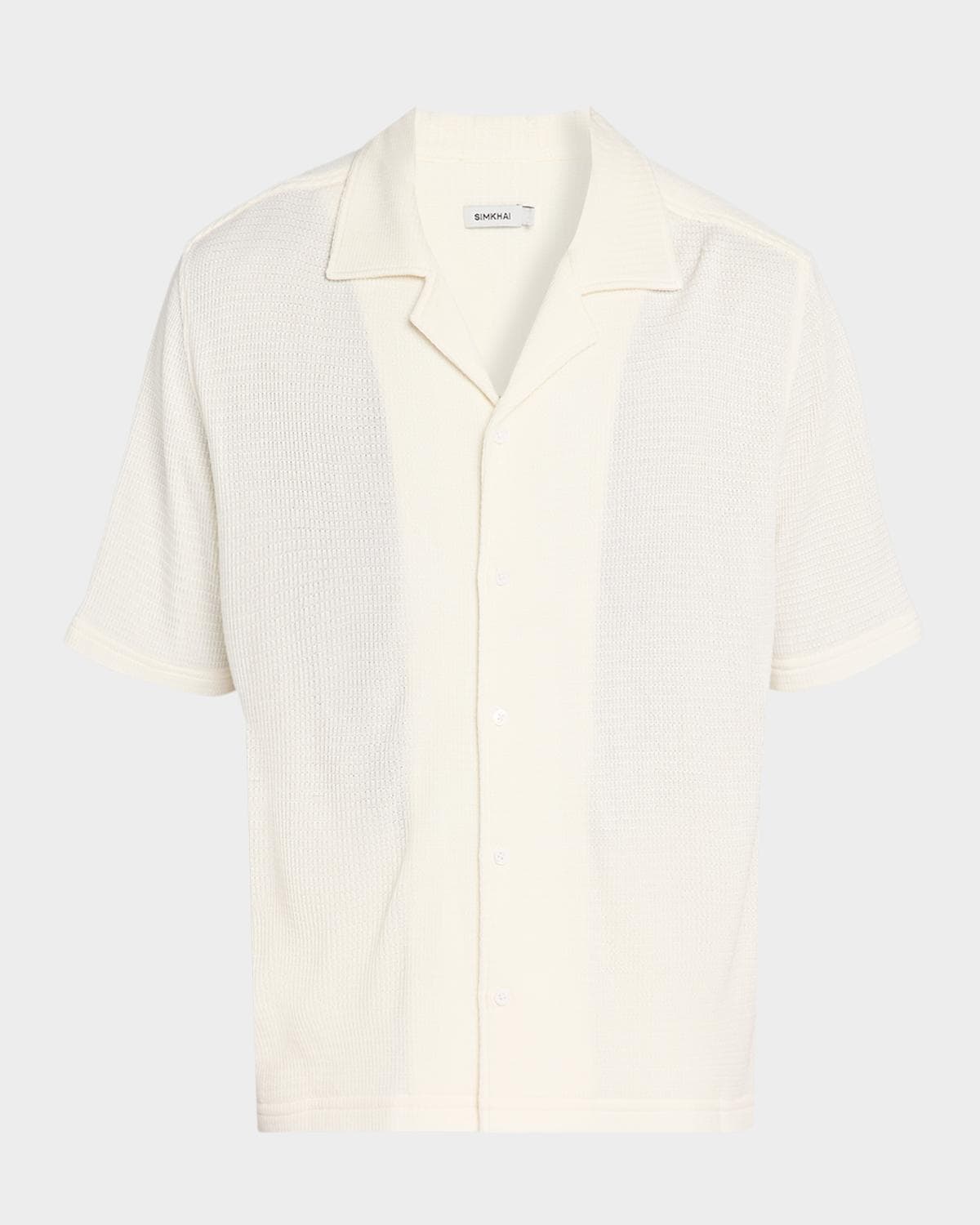 SIMKHAI Men's Troy Open-Stitch Camp Shirt