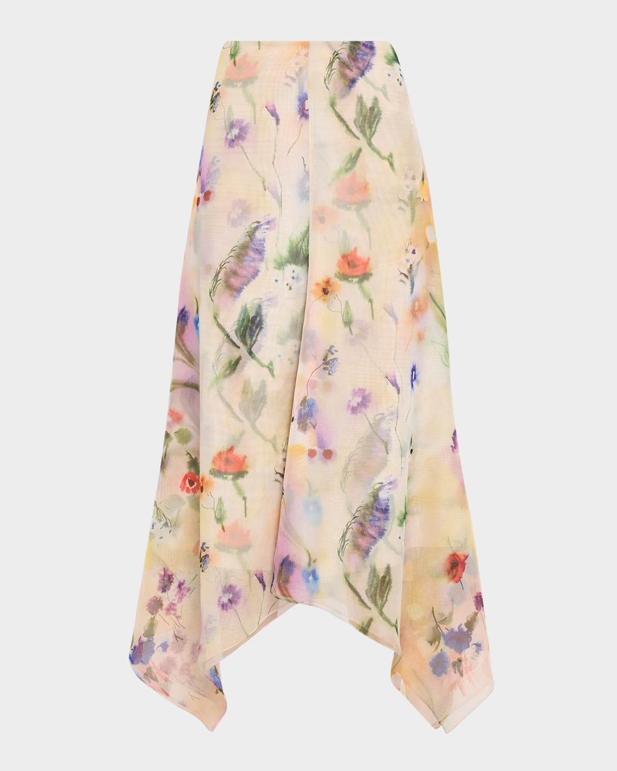 Prabal Gurung Floral-Print Handkerchief Hem Skirt