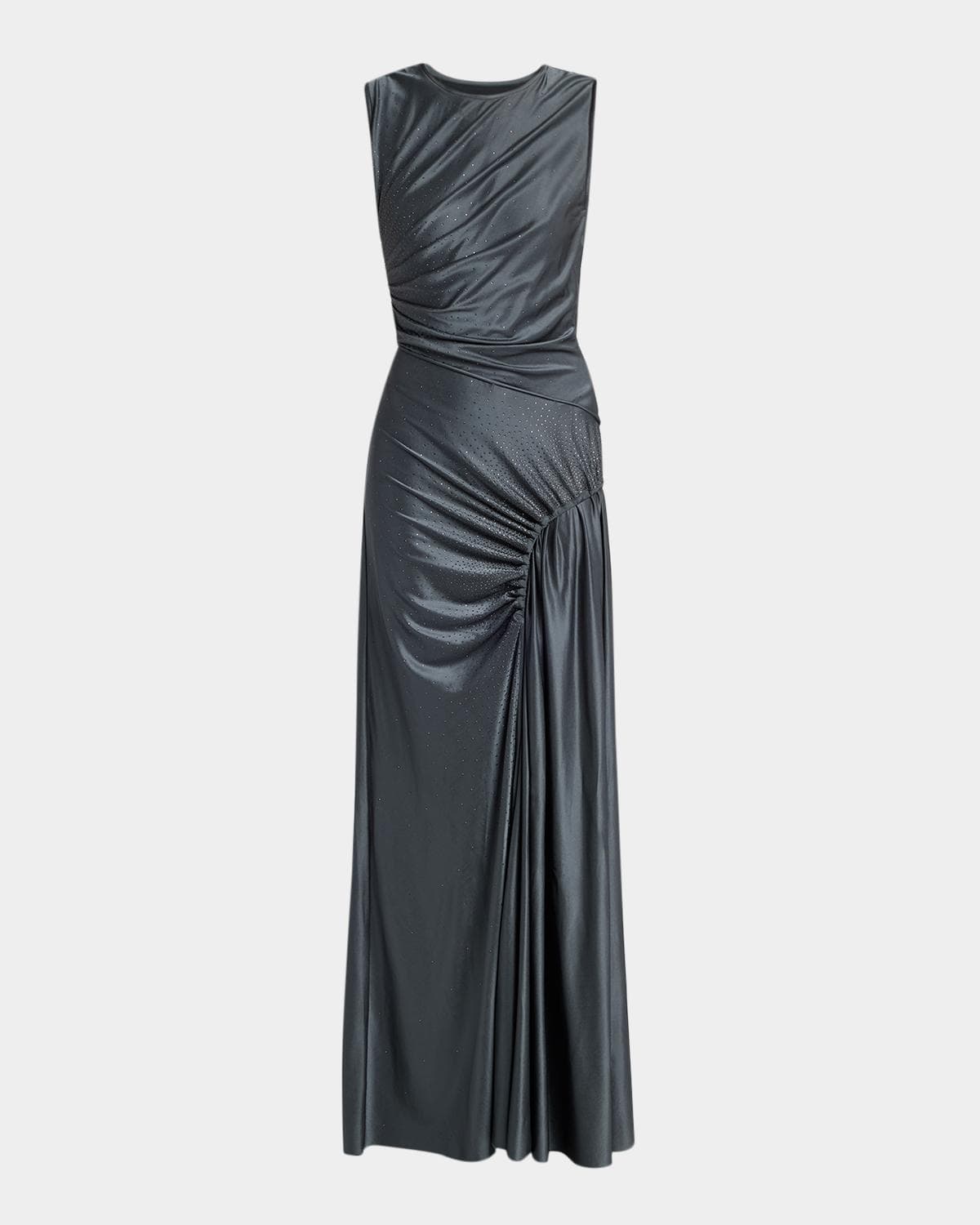 Giorgio Armani Embellished Ruched Long Sleeveless Dress