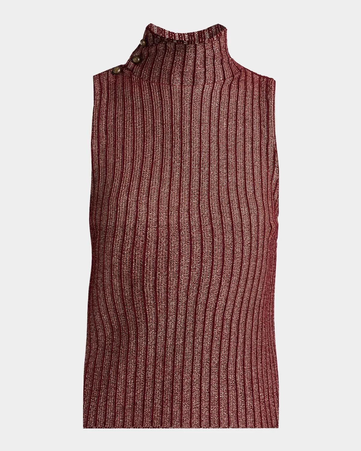 Giorgio Armani Button Turtleneck Rib Knit Tank Top