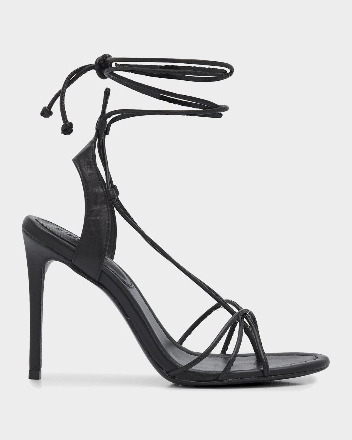 Schutz 100mm Demetria Leather Ankle-Tie Sandals