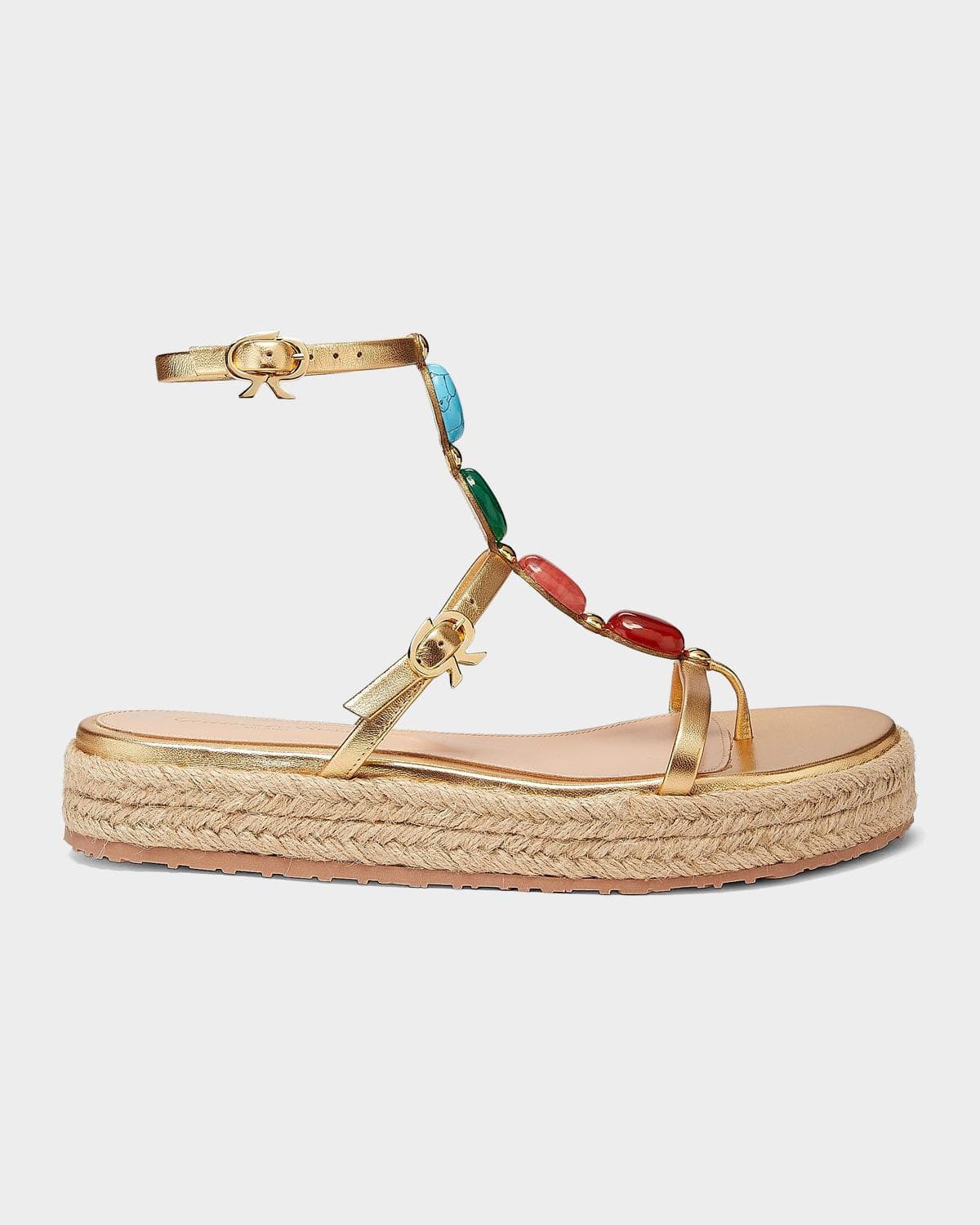 Gianvito Rossi Nappa Silk+Corda Sandals