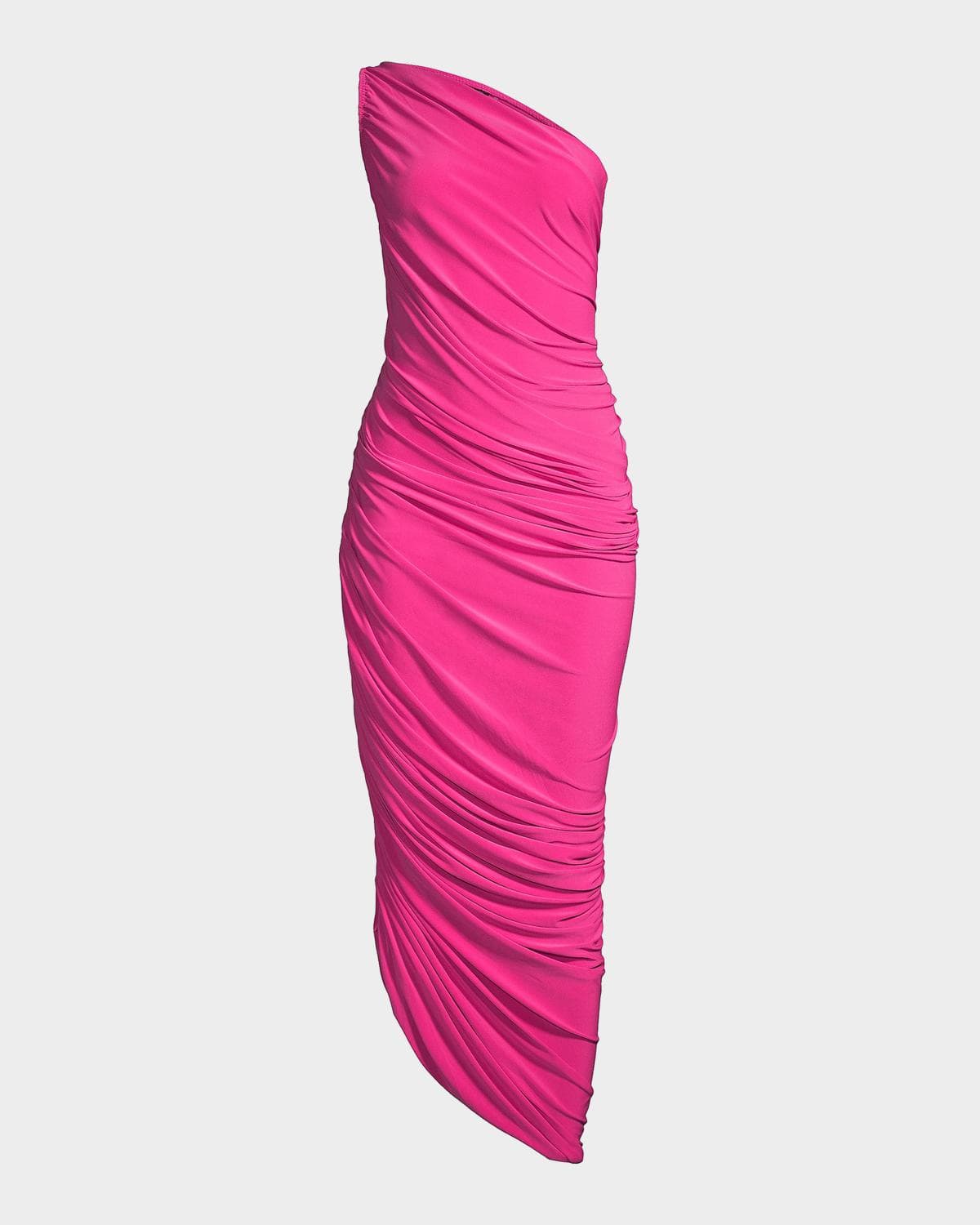Norma Kamali Diana Ruched One-Shoulder Gown