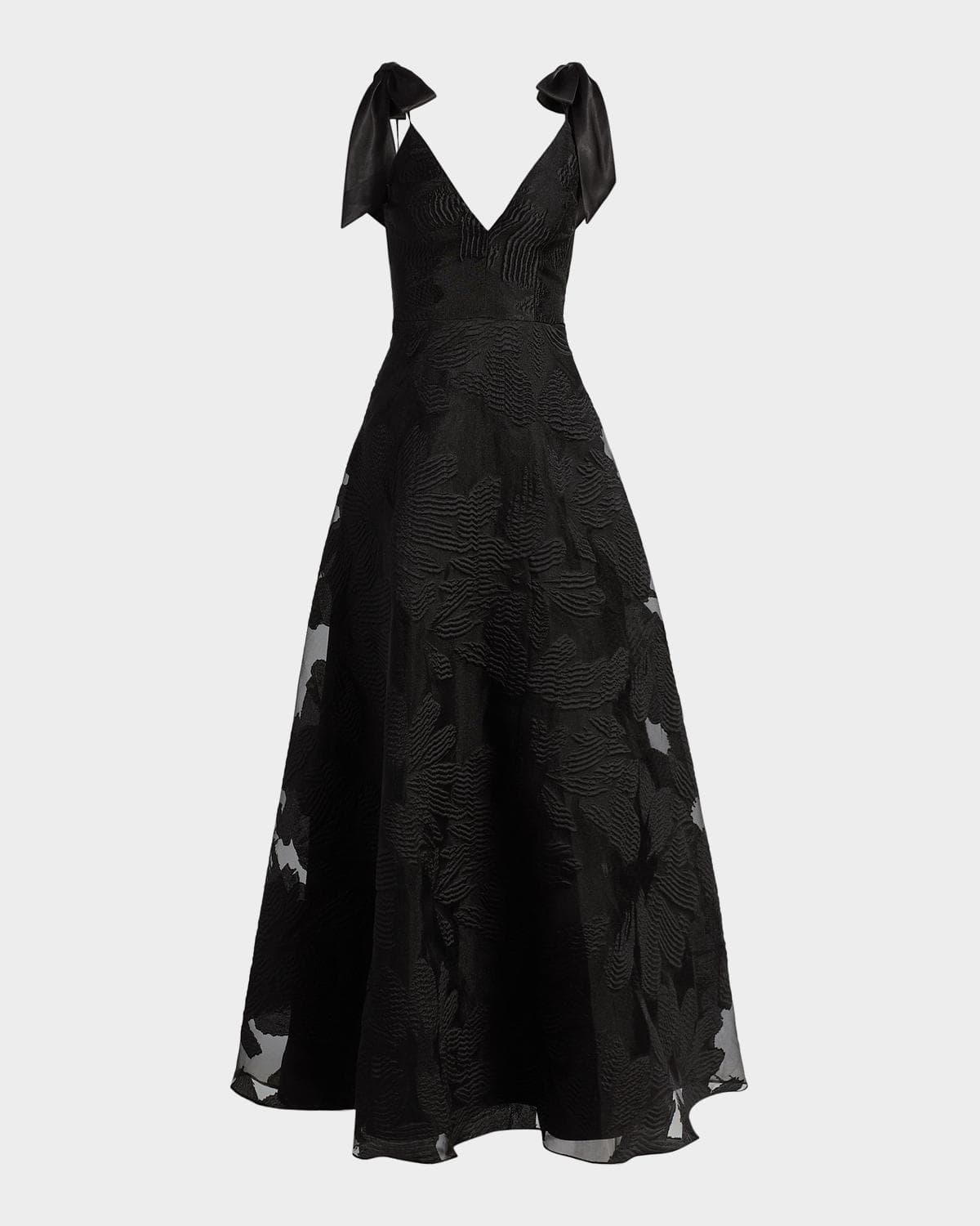 As It May Bow-Embellished Floral Jacquard Gown