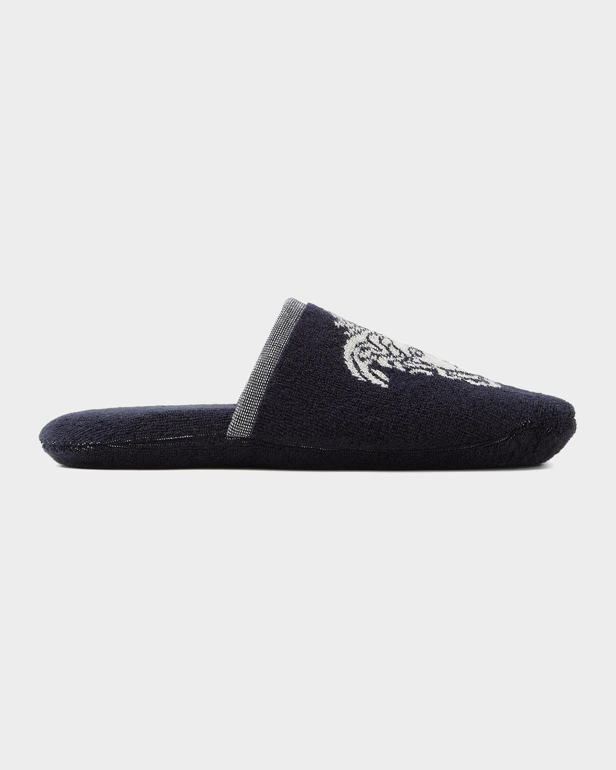 Versace Jacquard Medusa Terry Cotton Bath Slippers