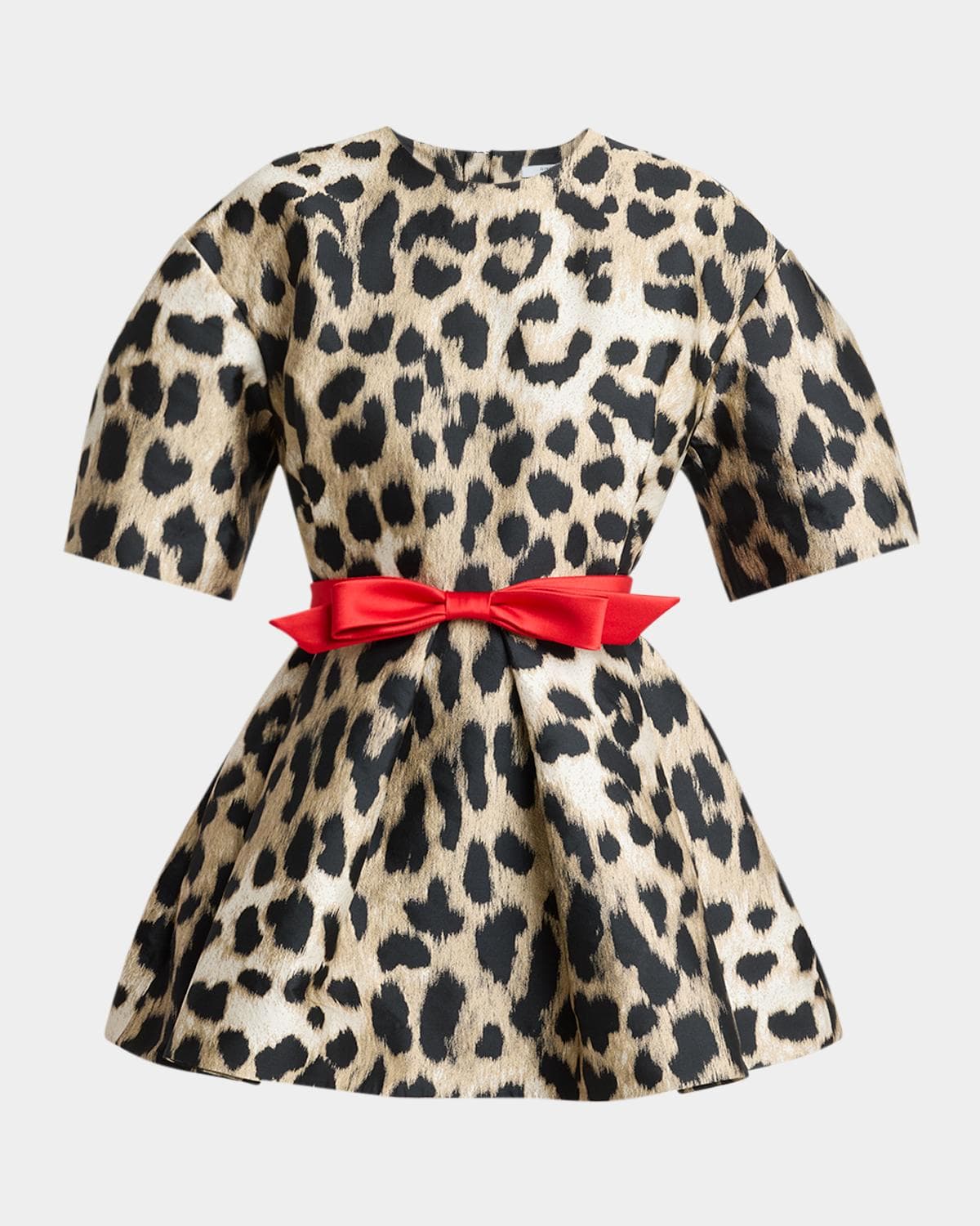 Givenchy Short-Sleeve Leopard-Jacquard Cocoon Mini Dress
