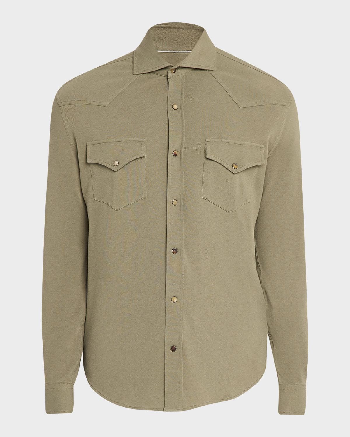 Brunello Cucinelli Men's Cotton Piqué Western Shirt