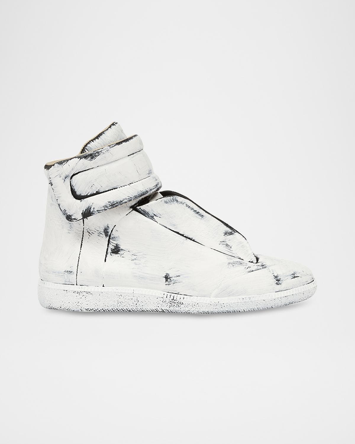 Maison Margiela Men's Future Bianchetto Leather Mid-Top Sneakers