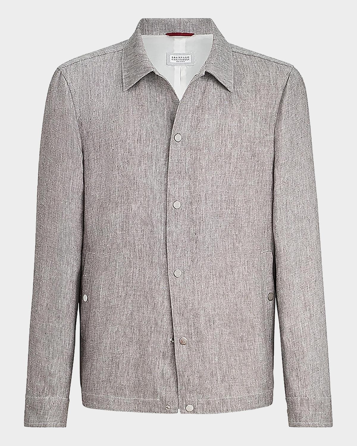 Brunello Cucinelli Men's Linen and Hemp Diagonal Outerwear Jacket